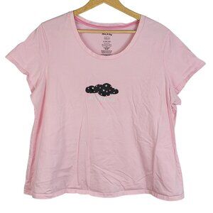 White Stag Pajama Top Pink Size 18W 20W 2X Cloud 9 Stars Short Sleeve Pullover